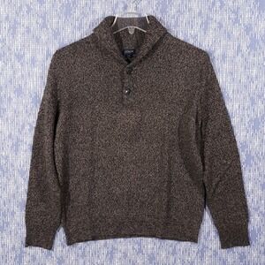 J.CREW Wool Blend Sweater Mens Large Pullover Brown Button Front Knit